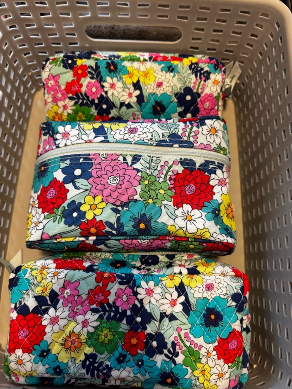 Floral Quilted Cosmetic Pouches - Multi Color